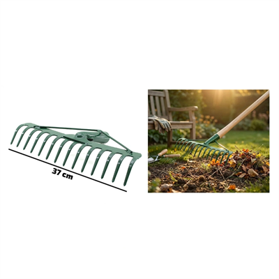 14 Dişli Metal Bahçe Tırmığı - 37 cm Genişlik - Dayanıklı Yapı