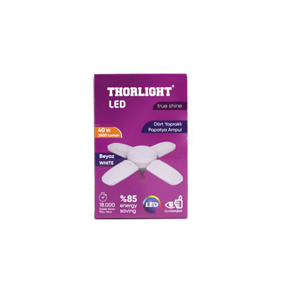 1+4 Kollu - Yapraklı Pervane Modeli Papatya Beyaz Led Lamba Ampul 40w - E27 P-6040b Bx40