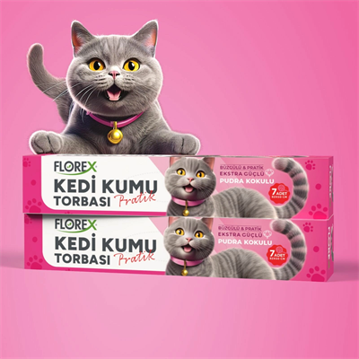 140 Adet Kedi - Evcil Hayvan  Kumu Torbası Pratik Pudra Kokulu  Büzgülü - Extra Güçlü 82x50cm Bx40