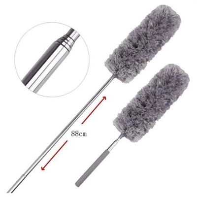 140 Cm Teleskopik Uzatılabilir Mikrofiber Yumuşak Başlıklı Gri Toz Alma Fırçası Toz Püskülü
