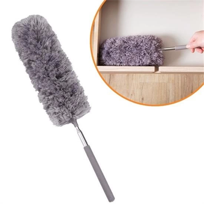140 Cm Teleskopik Uzatılabilir Mikrofiber Yumuşak Başlıklı Gri Toz Alma Fırçası Toz Püskülü