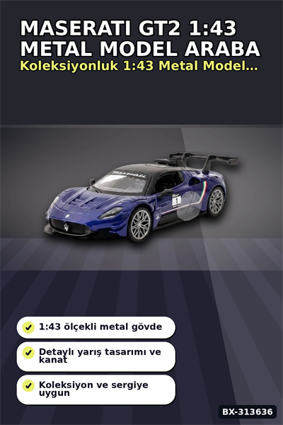 1:43 Lisanslı Metal Maserati GT2 Çek Bırak Model Araba - Koleksiyonluk Oyuncak BX-313636