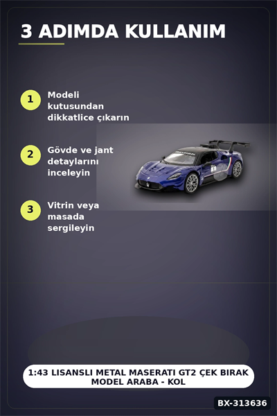 1:43 Lisanslı Metal Maserati GT2 Çek Bırak Model Araba - Koleksiyonluk Oyuncak BX-313636