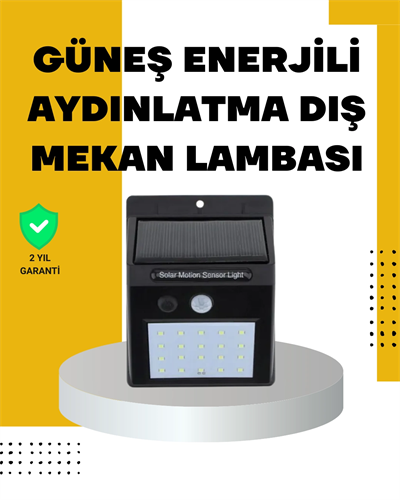 144 LEDli Geniş Aydınlatma Alanına Sahip Güneş Enerjili Güvenlik Lambası