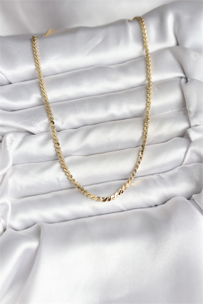 14K Gold Renk Kaplama Ezme Yılan Zincir Model CM Kadın Kolye