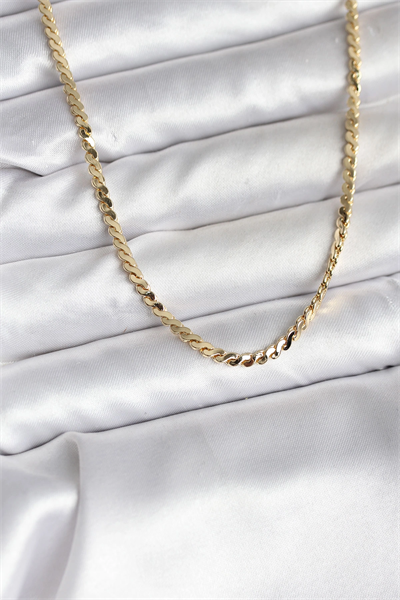 14K Gold Renk Kaplama Ezme Yılan Zincir Model CM Kadın Kolye
