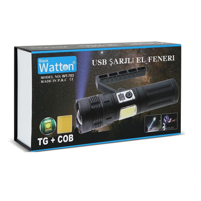 15.000 Lümen Tg+cob Led Şarjlı El Feneri  Wt-703