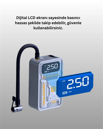 150 PSI Kablosuz Dijital Ekranlı Taşınabilir Araç Lastik Pompası