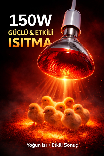 150W Isıtıcı Ampul Kırmızı Isı Lambası Civciv Kümes Kuluçka E27 Duy Isıtma Ampulü