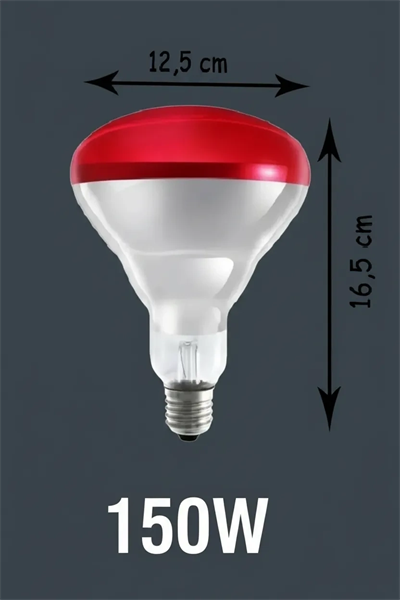 150W Kızılötesi (infrared) Isıtıcılı Hayvan Isıtma ve Kuluçka Lambası (Kırmızı Işık) E27 (Kalın Duy)