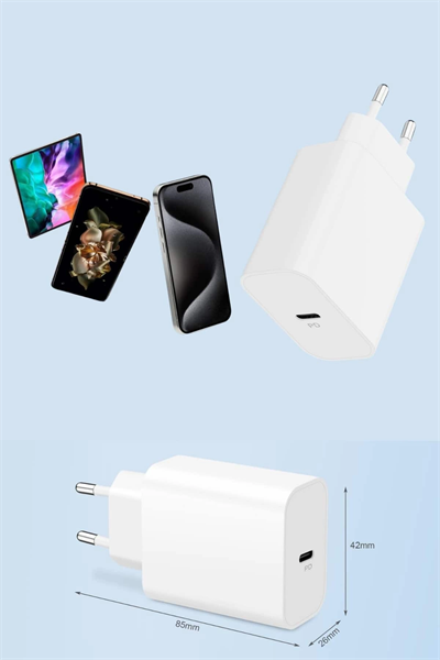 15/Pro/Pro Max 20W İOS Uyumlu Hızlı Şarj Aleti Adaptörlü Beyaz