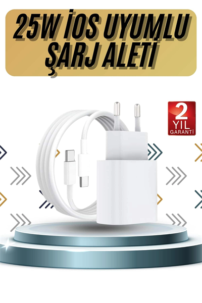 15/Pro/Pro Max 20W İOS Uyumlu Hızlı Şarj Aleti Adaptörlü Beyaz