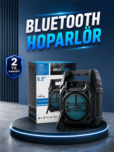 15W Güçlü Ses Çıkışlı Bluetooth Hoparlör FM Radyo ve Mikrofon Destekli