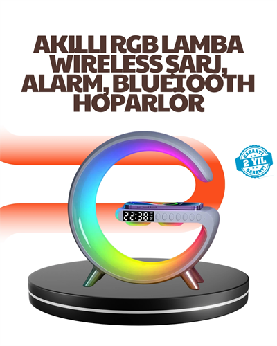 15W Hızlı Kablosuz Şarj Destekli Çok Fonksiyonlu Akıllı Masa Lambası