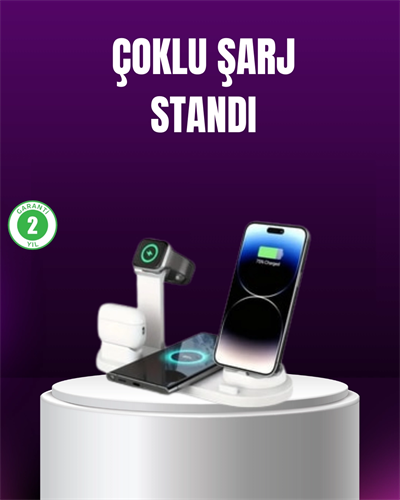 15W Hızlı Şarj Destekli 4’ü 1 Arada Kablosuz Şarj İstasyonu