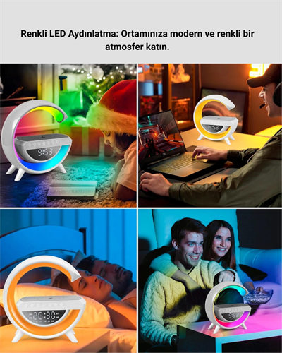 15W Hızlı Şarj Destekli LED Atmosfer Işığı ve Alarm Fonksiyonlu Lamba