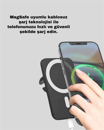 15W Kablosuz Şarj Destekli MagSafe Araç Tutucu Havalandırma Klipsli