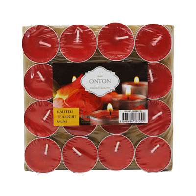 16 Parça  Kırmızı Tea Light Yuvarlak Mum Bx40