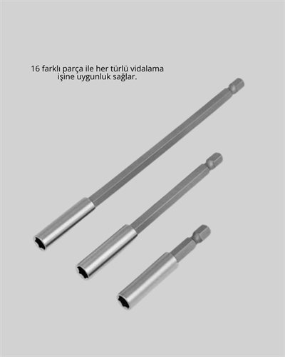 16 Parça Bits, Adaptör Ve Tornavida Ucu Seti
