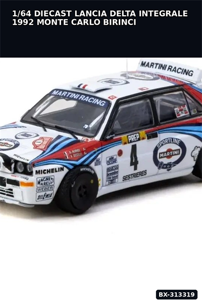 1/64 Diecast Lancia Delta Integrale 1992 Monte Carlo Birincisi Auriol Model Araba BX-313319