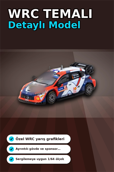 1/64 Hyundai I20 N Rally1 Hibrit 2024 Isvec Birincisi Model Araba, Koleksiyon Hediyesi BX-313347