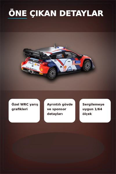 1/64 Hyundai I20 N Rally1 Hibrit 2024 Isvec Birincisi Model Araba, Koleksiyon Hediyesi BX-313347