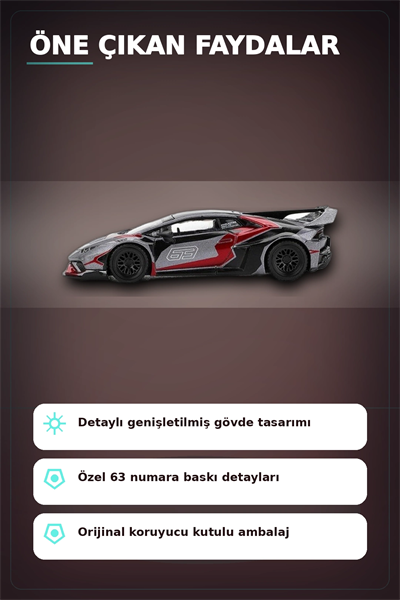 1/64 Metal Diecast LB Works Lamborghini Huracan GT Ronin - Tekli Koleksiyonluk Model Araba BX-313399