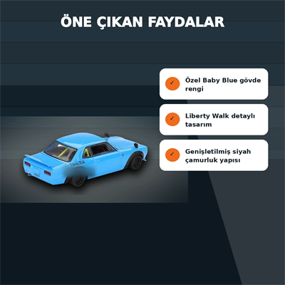 1/64 Ölçekli Baby Blue Nissan LB Works HAKOSUKA Diecast Koleksiyon Model Araba