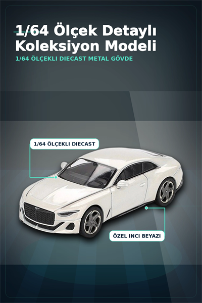 1/64 Ölçekli Metal Diecast Model Bentley Batur Bonneville Pearl Araba Koleksiyon BX-313379