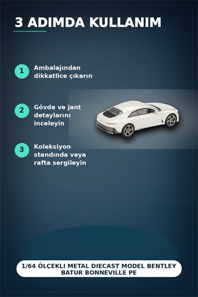1/64 Ölçekli Metal Diecast Model Bentley Batur Bonneville Pearl Araba Koleksiyon BX-313379
