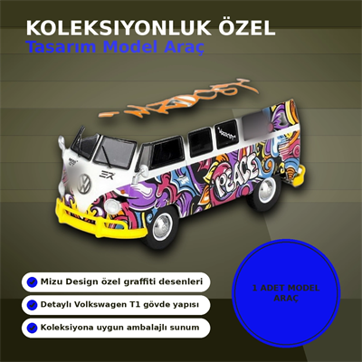 1/64 Ölçekli Volkswagen T1 Minibüs Diecast Model Araba - Koleksiyonluk Mizu Design