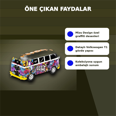 1/64 Ölçekli Volkswagen T1 Minibüs Diecast Model Araba - Koleksiyonluk Mizu Design