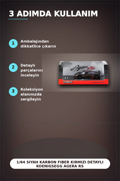 1/64 Siyah Karbon Fiber Kırmızı Detaylı Koenigsegg Agera RS Diecast Model Araba BX-313337