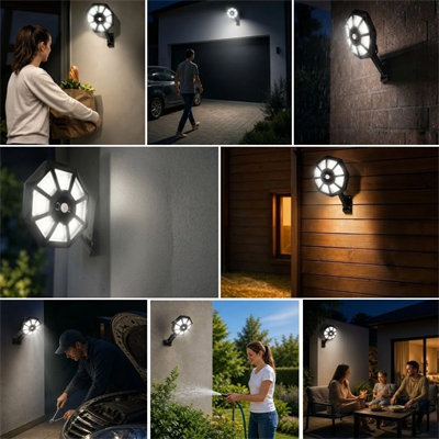 168b Solar Led Büyük Dış Mekân Lambası, Hareket Sensörlü, Kumandalı, 3 Modlu Ultra Parlak Cob Işık, Su Geçirmez Kablosuz Duvar Apliği Bx40