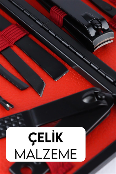 Deri Çantalı 17 Parça Manikür Çelik Set