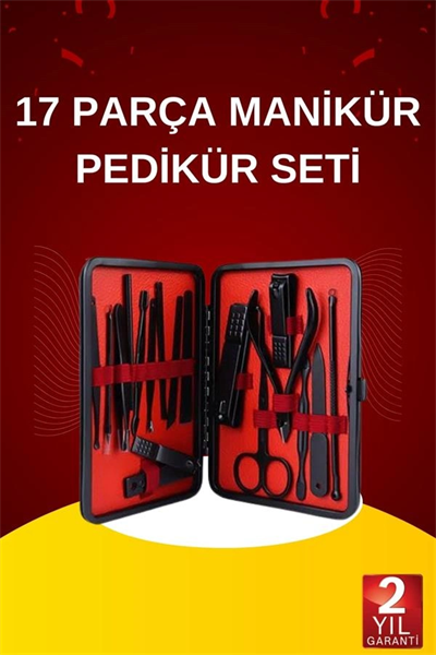17 Parça El Ayak Bakım Seti Tırnak Temizleme Manikür Pedikür Cımbız Törpü Tırnak Makası