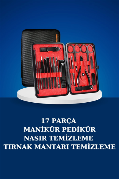 17 Parça Manikür Seti Taşınabilir Özel Çantalı El ve Ayak Bakımı Tırnak Batığı Temizleme