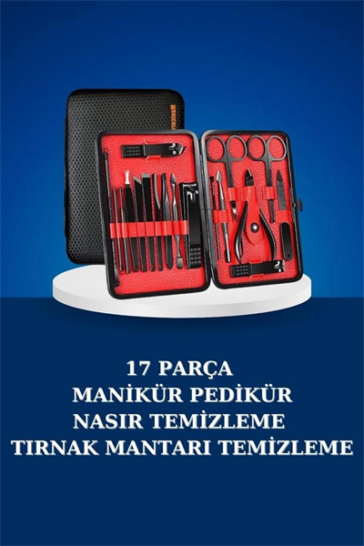 17 Parça Manikür Seti Taşınabilir Özel Çantalı El ve Ayak Bakımı Tırnak Batığı Temizleme