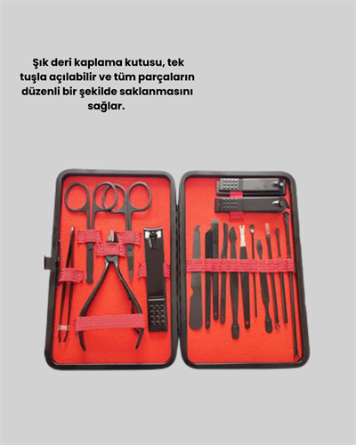 17 Parçalık Deri Kaplamalı Manikür Seti