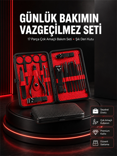 17 Parçalık Profesyonel Manikür Seti – Paslanmaz Çelik Yeni Nesil