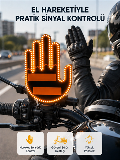 176 LED Amber Renkli El Hareketiyle Kontrol Edilen Motosiklet Dönüş Sinyali