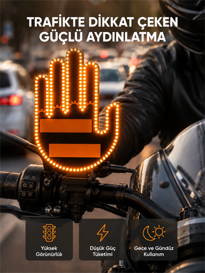 176 LED’li Amber Trafik Uyumlu Sinyal Işığı – El Hareketiyle Kontrol
