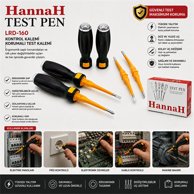 18 Adet Tak Çıkar 2in1 Düz - Yıldız Uç Ergonomik Sap Kontrol Kalemi - Tornavida Korumalı Lrd-160 Bx40