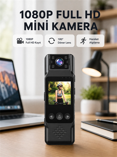 180 Derece Dönebilen Mini Kamera Full HD TFT Ekran Hareket Sensörlü (Kopya)