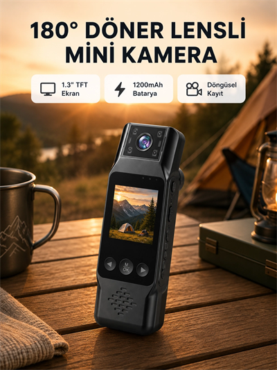 180° Döner Lensli Mini Kamera 1080P Full HD Hareket Algılama 1200mAh