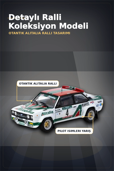1978 Portekiz Rallisi Galibi 1/64 Fiat 131 Abarth Diecast Model Araba Koleksiyonluk BX-313350