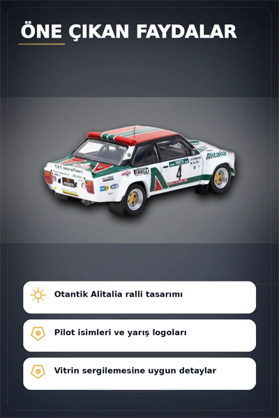 1978 Portekiz Rallisi Galibi 1/64 Fiat 131 Abarth Diecast Model Araba Koleksiyonluk BX-313350