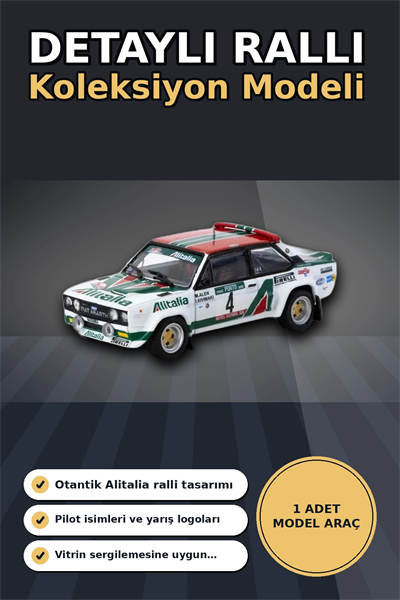 1978 Portekiz Rallisi Galibi 1/64 Fiat 131 Abarth Diecast Model Araba Koleksiyonluk BX-313350