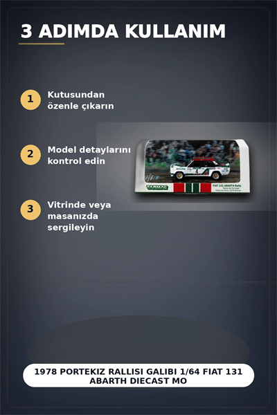 1978 Portekiz Rallisi Galibi 1/64 Fiat 131 Abarth Diecast Model Araba Koleksiyonluk BX-313350