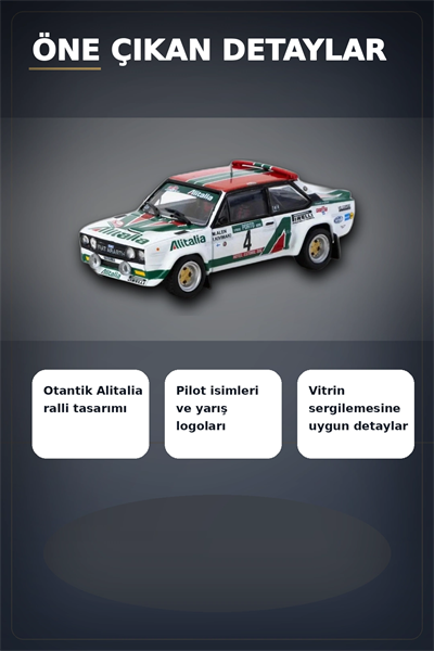 1978 Portekiz Rallisi Galibi 1/64 Fiat 131 Abarth Diecast Model Araba Koleksiyonluk BX-313350